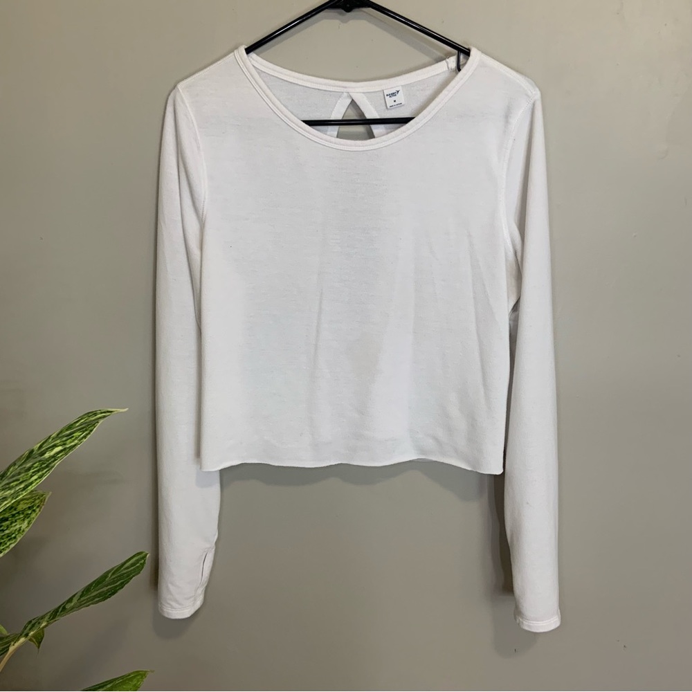 White Long Sleeve Open Back Shirt